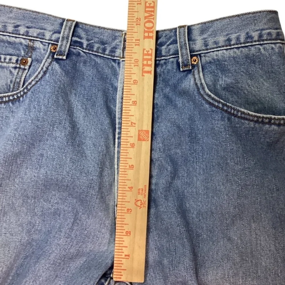 Levi's 550 Relaxed Fit Light Wash Denim Jeans‎ Y2K Black Batwing Size W 36 L 36